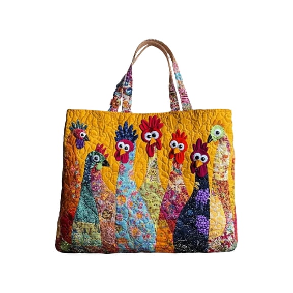 Win s Way Vintage Quilted Tote Bag, Women‘s Digital Print Handbag Mother’s Day Gift Commute Shopping Travel Bag