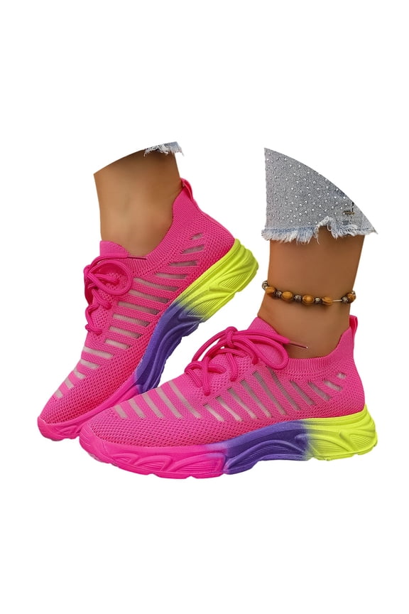 Women's Air Mesh Platform Sneakers, Non- Athletic Walking Shoes for Everyday Use