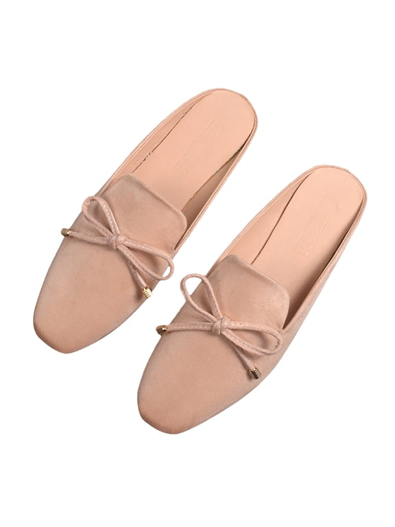 Women‘s Bow Flat Casual Shoes Suede Mules Fashion Slip-On Slides Summer Comfort Sandals