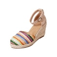 thumbnail image 1 of Win s Way Women's Heel Mary Jane Shoes Suede Round Toe Wide Width Platform Espadrilles Boho Summer, 1 of 9