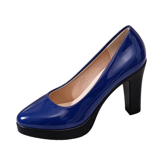 Win s Way Women's Chunky Heel Solid Low Top Slip On Dress Shoes Comfort Work Evening