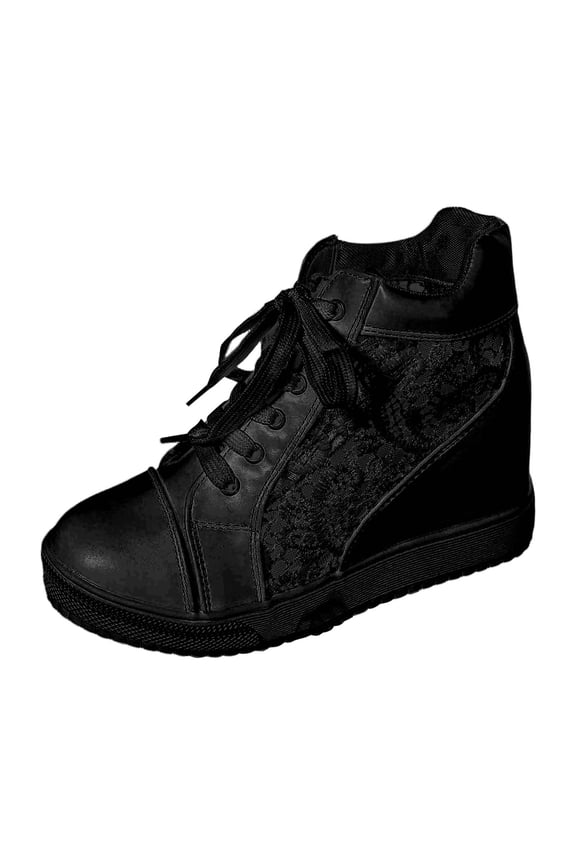 Women's Hidden Height Increase Sneakers, Hollow Out Breathable Platform Walking Shoes for Fashion Daily