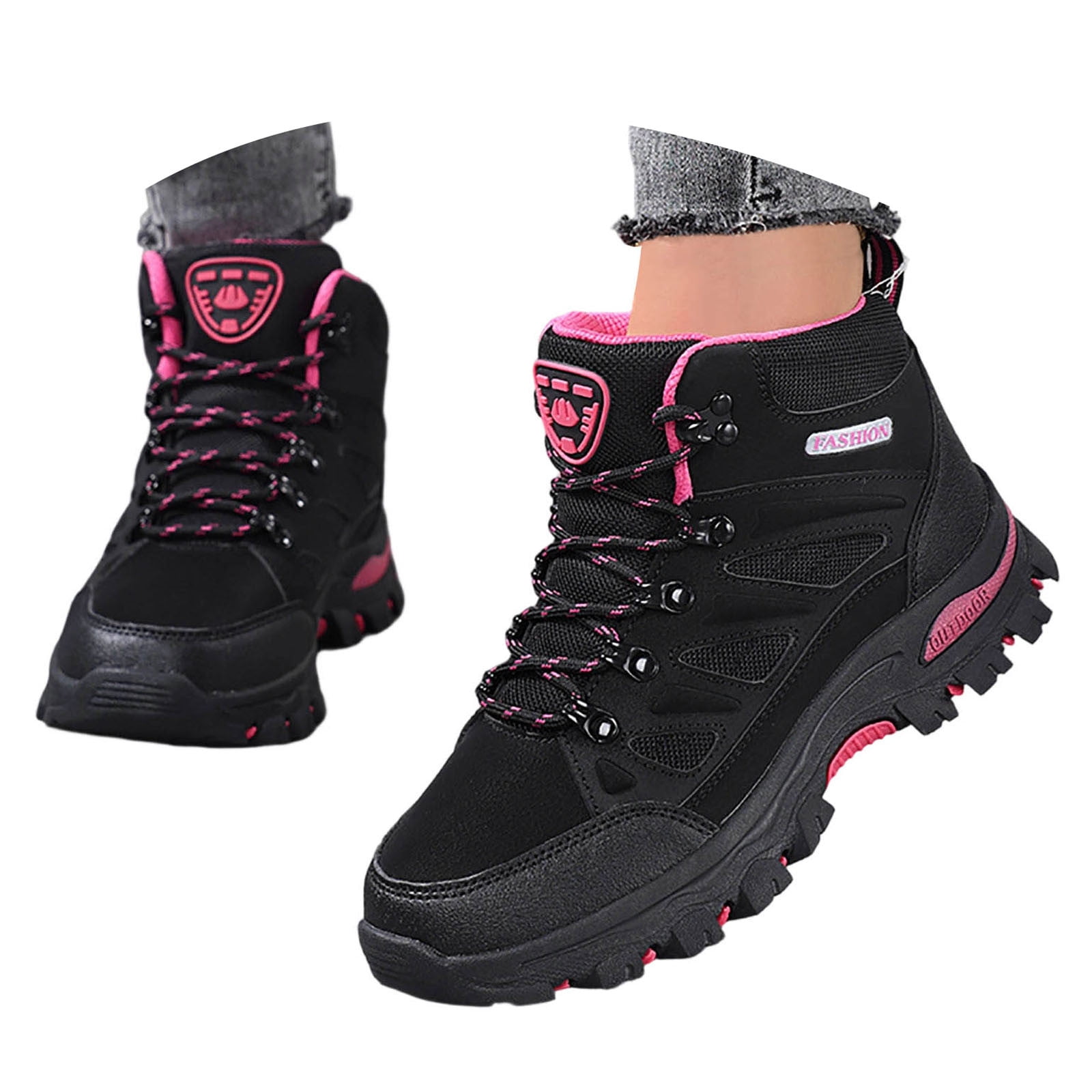Win s Way Women's High Top Outdoor Sneakers, Hiking Climbing Shoes with Superior Traction Grip
