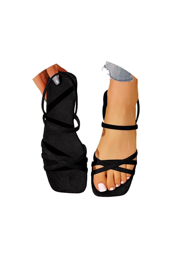 Women's Minimalist Strappy Flat Sandals, Comfortable Toe Loop Summer Dressy Shoes (Size 5-11)