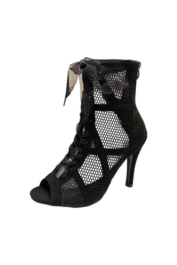 Women's Peep Toe Mesh Breathable Stiletto Heels Party Slip On Pumps