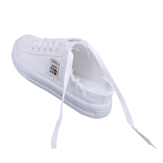 Win s Way Women's Play Fashion Sneaker Canvas Slip On Shoes, Flat Casual Sneakers with Frayed Edge