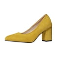 thumbnail image 1 of Win s Way Women's Pointed Toe Low Cut Chunky Heel Pumps Comfort Slip On Work Casual Dress Shoes, 1 of 9