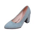 thumbnail image 1 of Win s Way Women's Pointed Toe Low Cut Chunky Heel Pumps Comfort Slip On Work Casual Dress Shoes, 1 of 9