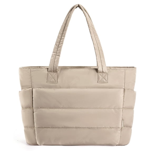 Win s Way Women's Puffer Tote Bag Lightweight Quilted Shoulder Bag Large Capacity Waterproof Work Travel Gym Handbag Multi-Pocket