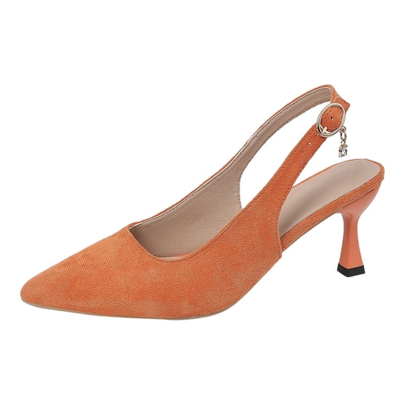 Win s Way Women's Solid Pointed Toe Suede Buckle Strap High Heels
