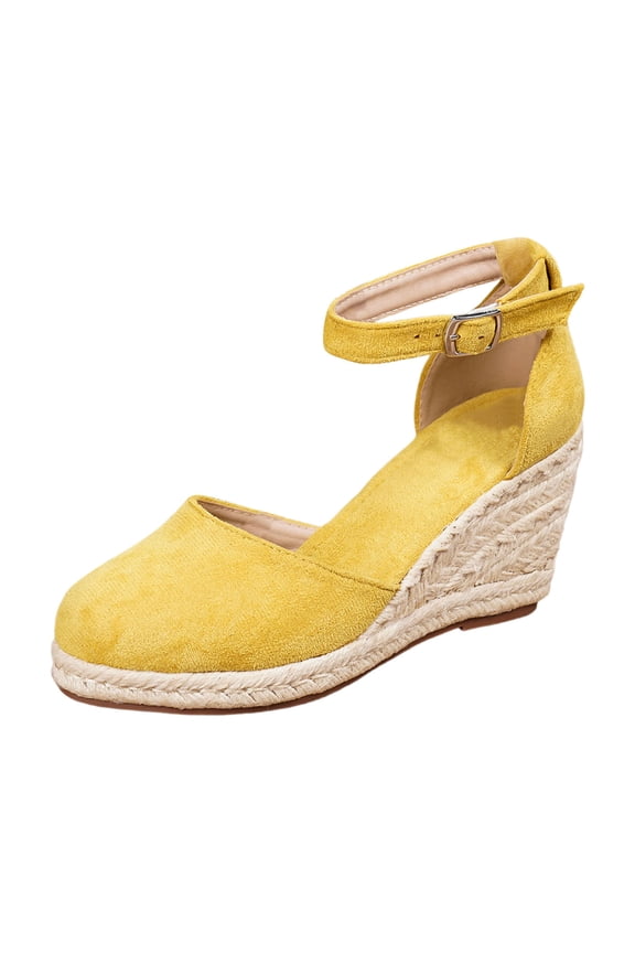Women's Solid Velvet Round Toe Mary Jane Shoes Boho Platform Wedge Heel Plus Size Casual Dress Sandals