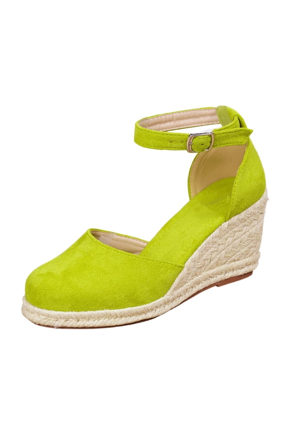 Women's Solid Velvet Round Toe Mary Jane Shoes Boho Platform Wedge Heel Plus Size Casual Dress Sandals