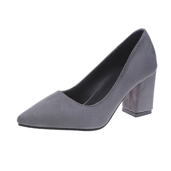 Win s Way Women's Suede Pointed Toe Heel Pumps Comfort Work Dress High Heels