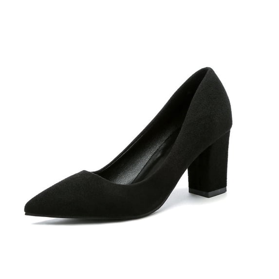 Win s Way Women's Suede Pointed Toe Heel Pumps Dressy Comfort Versatile Work High Heels