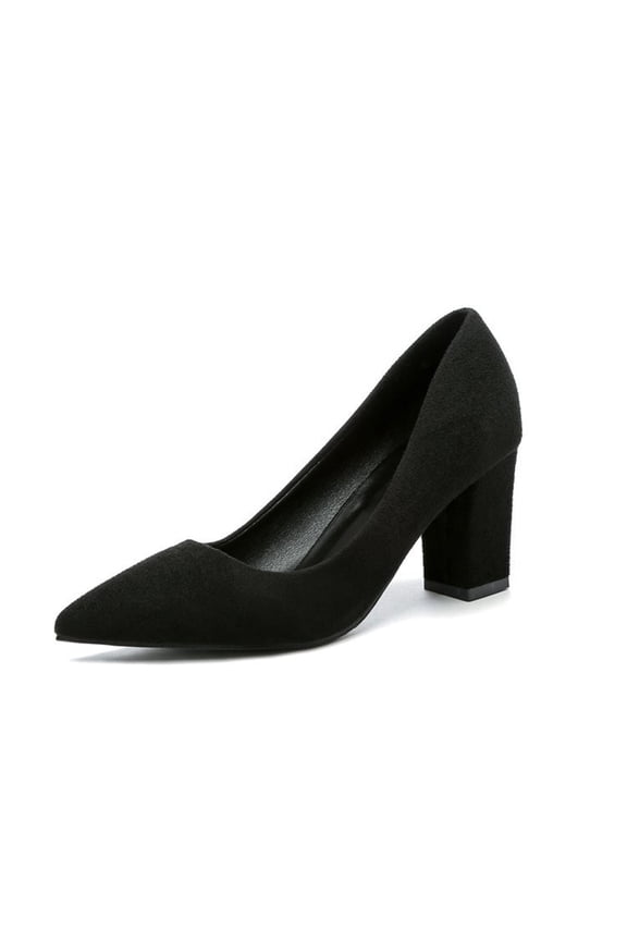 Women's Suede Pointed Toe Heel Pumps Dressy Comfort Versatile Work High Heels