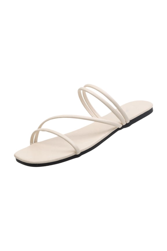Women's Two-Strap Slide Sandals, Comfortable Flat Summer Sliders (Size 5-11)