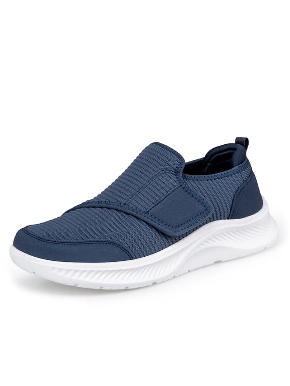 Women's Wide Toe Walking Sneakers, Orthopedic Mesh Upper Shoes with Hook-and-Loop Closure