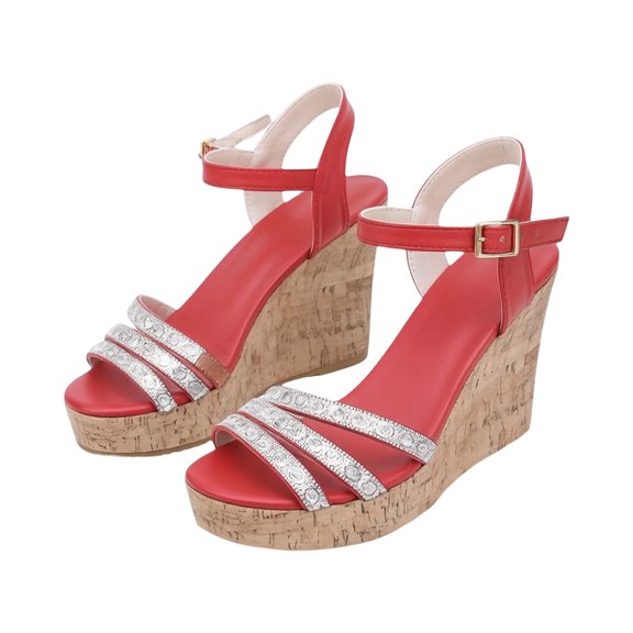 Win s Way Womens Platform Wedge Sandals Thick Sole Wide Width Summer Casual Beach Open Toe