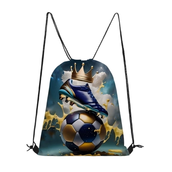 Win s Way Printed Drawstring Backpack Lightweight Sports Gym Bag Soccer Fan Travel Outdoor Backpack