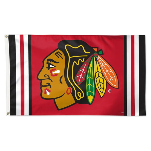 WinCraft Chicago Blackhawks 3' x 5' Logo Team Stripe Deluxe Single-Sided Flag