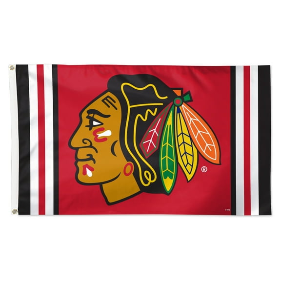WinCraft Chicago Blackhawks 3' x 5' Logo Team Stripe Deluxe Single-Sided Flag