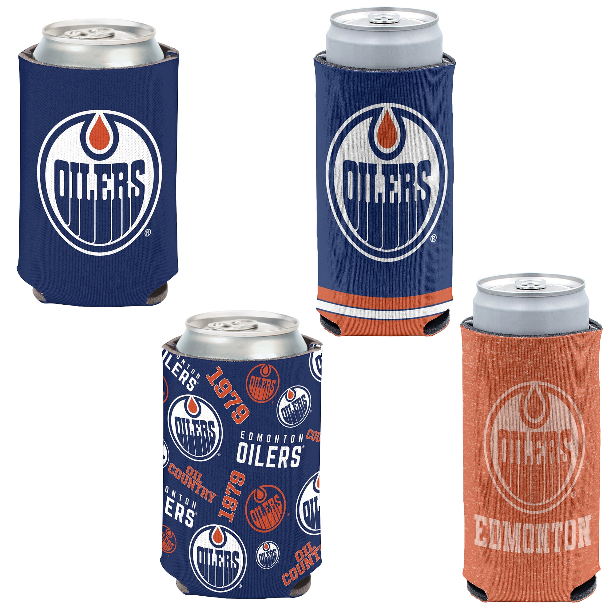 WinCraft Edmonton Oilers 4-Pack 12oz. Can & Slim Can Cooler Set ...