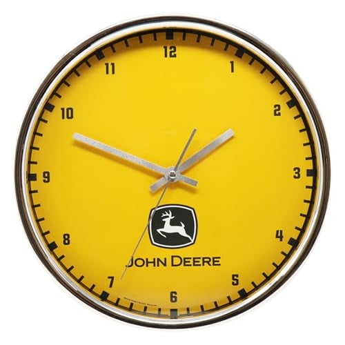 WinCraft John Deere Chrome Wall Clock, Industrial (Yellow)