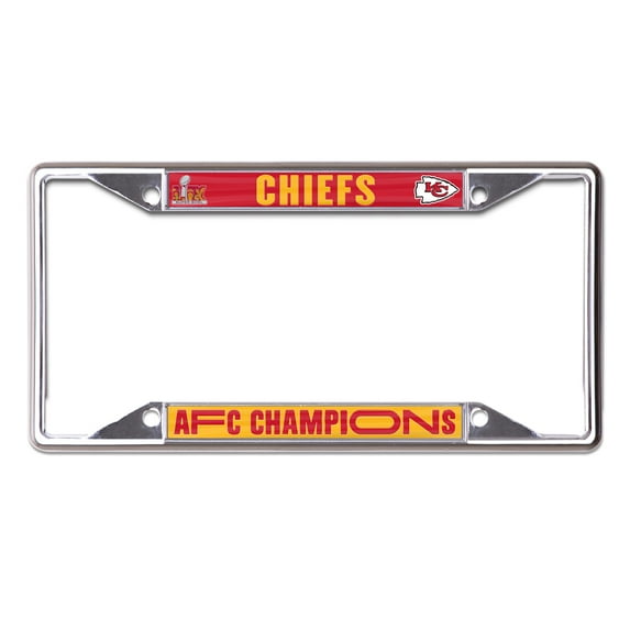 WinCraft Kansas City Chiefs 2024 AFC Champions Laser Cut Metal License Plate Frame