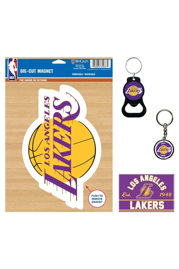Los Angeles Lakers 4-Pack Key Rings and Magnets Set