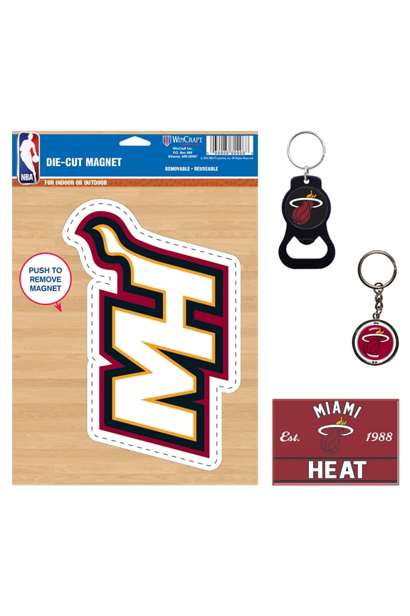 Miami Heat 4-Pack Key Rings and Magnets Set