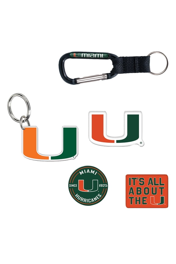 Miami Hurricanes 5-Pack Key Ring and Fridge Magnet Set