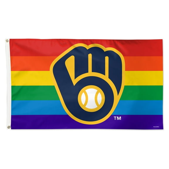 WinCraft Milwaukee Brewers 3' x 5' Single-Sided Deluxe Team Pride Flag