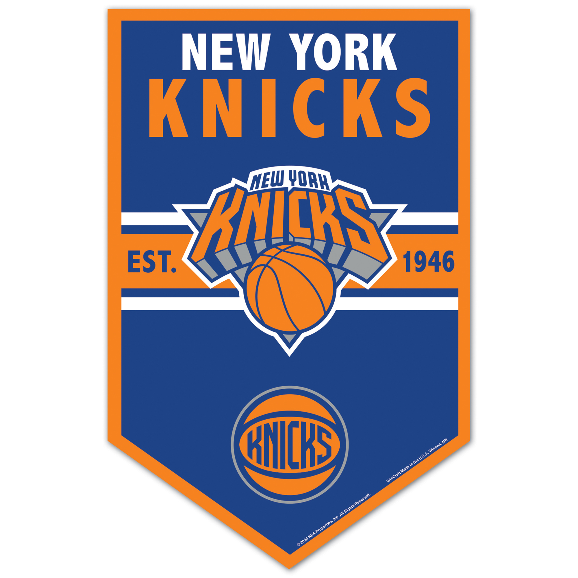 WinCraft Bandiera New York Knicks Con Supporto, 31,8x45,7 Cm, Doppia Faccia, Per Giardino O Cortile, Licenza Ufficiale