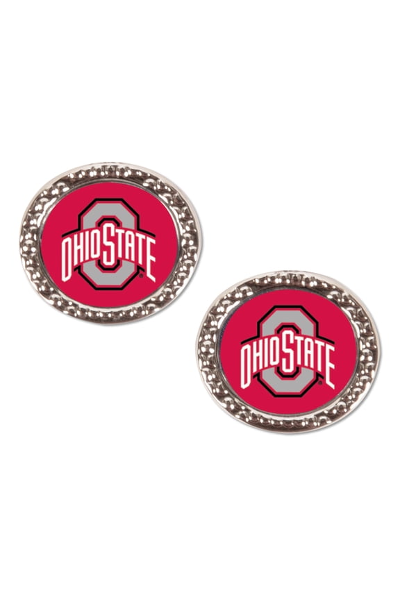 Ohio State Buckeyes Round Team Post Earring