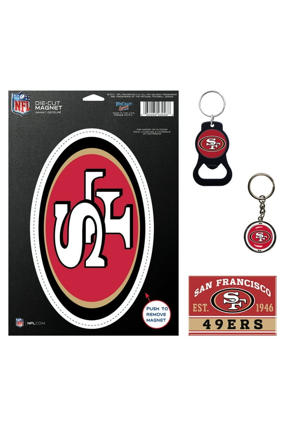 San Francisco 49ers 4-Pack Key Rings and Magnets Set