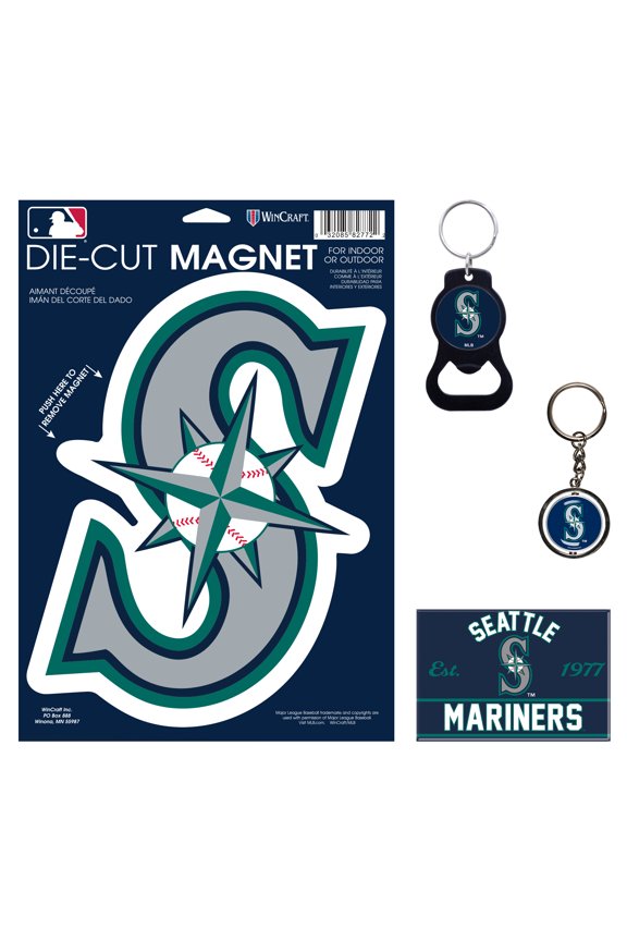 Seattle Mariners 4-Pack Key Rings and Magnets Set