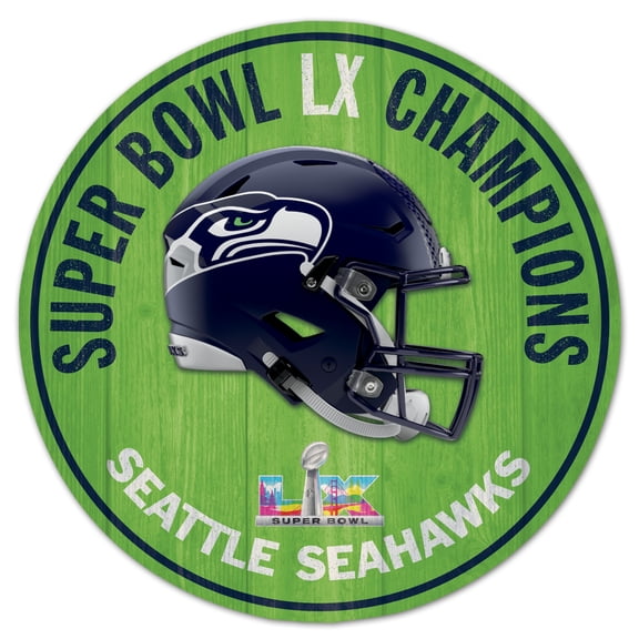 WinCraft Seattle Seahawks Super Bowl LX Champions 14" Round Wood Sign