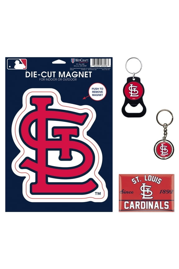 St. Louis Cardinals 4-Pack Key Rings and Magnets Set