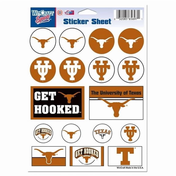 Wraft Fanatics 3208587773 5 x 7 in. Texas Longhorns Decal Sheet - Vinyl