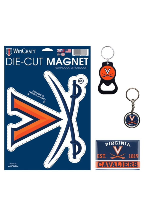 Virginia Cavaliers 4-Pack Key Rings and Magnets Set