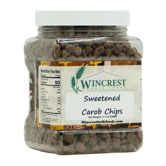 WinCrest Carob Chips - Sugar Sweetened - 1.5 Lb Tub