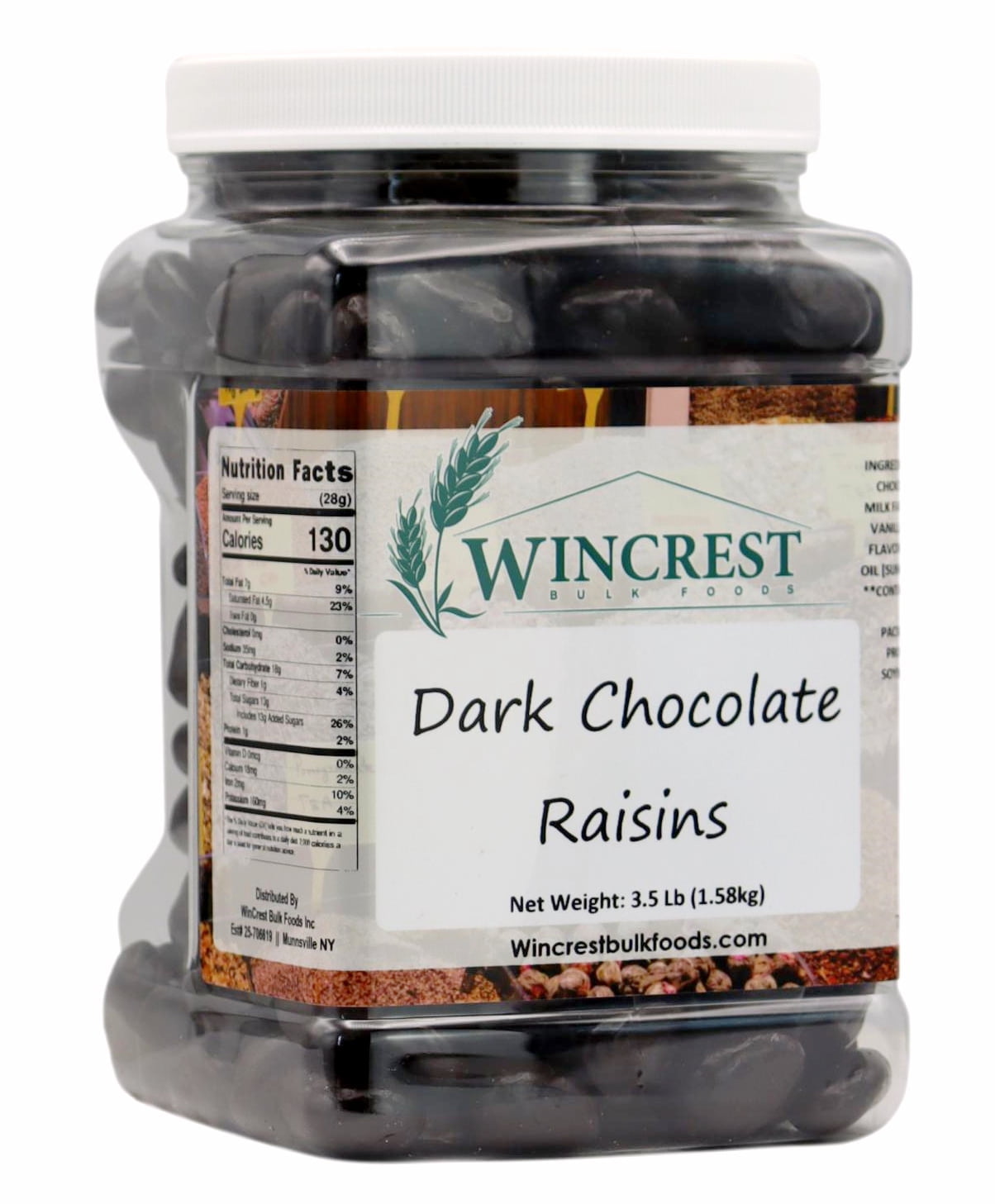 WinCrest Dark Chocolate Covered Raisins - 3.5 Lb Tub