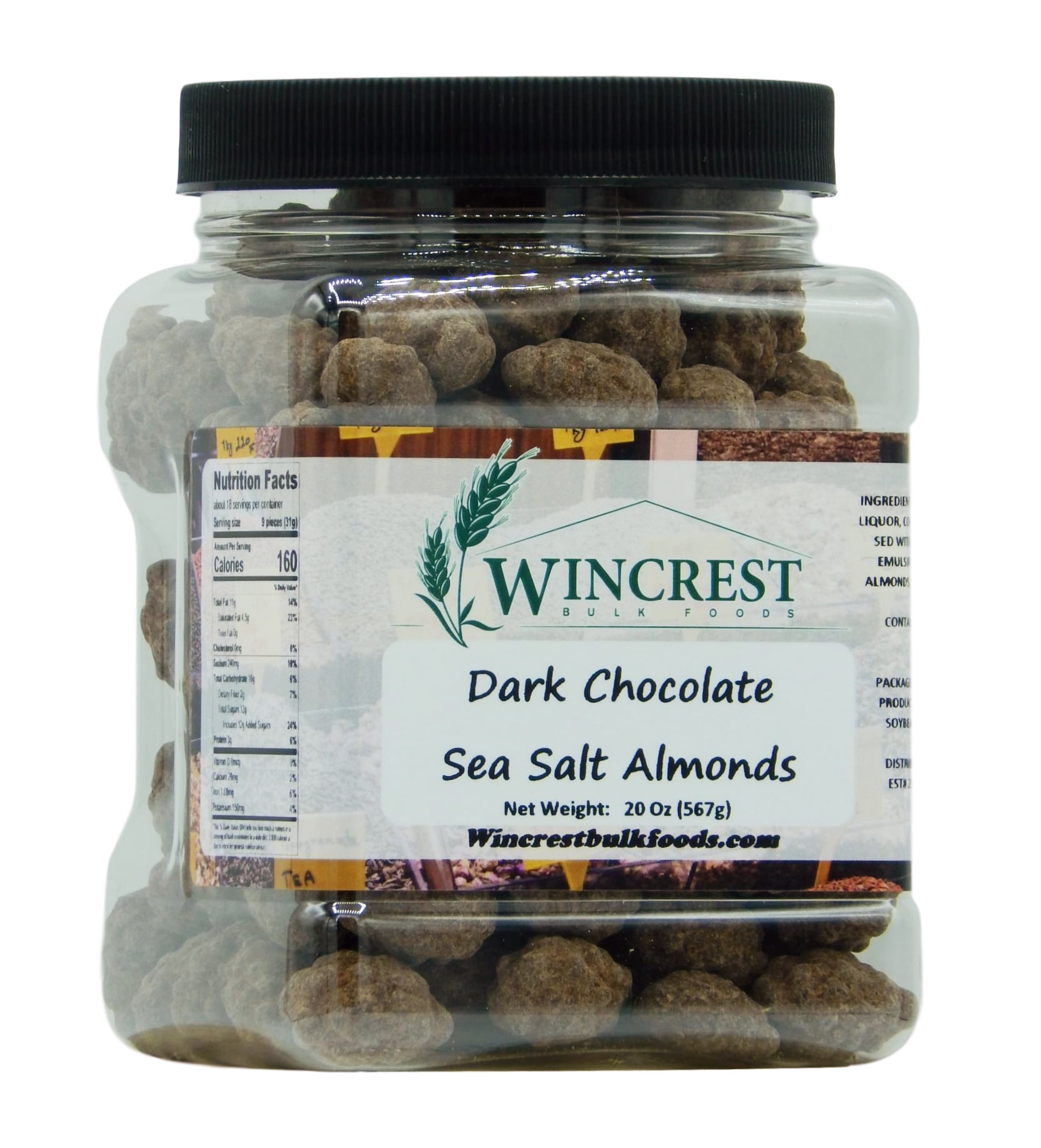 WinCrest Dark Chocolate Turbinado & Sea Salt Almonds 1.25 Lb Tub