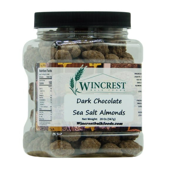 WinCrest Dark Chocolate Turbinado & Sea Salt Almonds - 1.25 Lb Tub