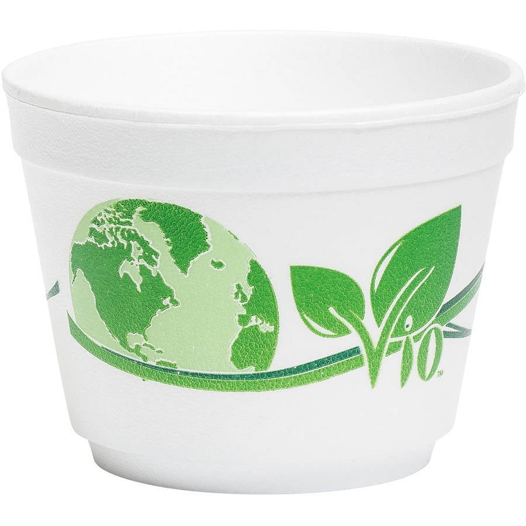 WinCup Vio Biodegradable 12 oz. White & Green Foam Cups, 1000 count
