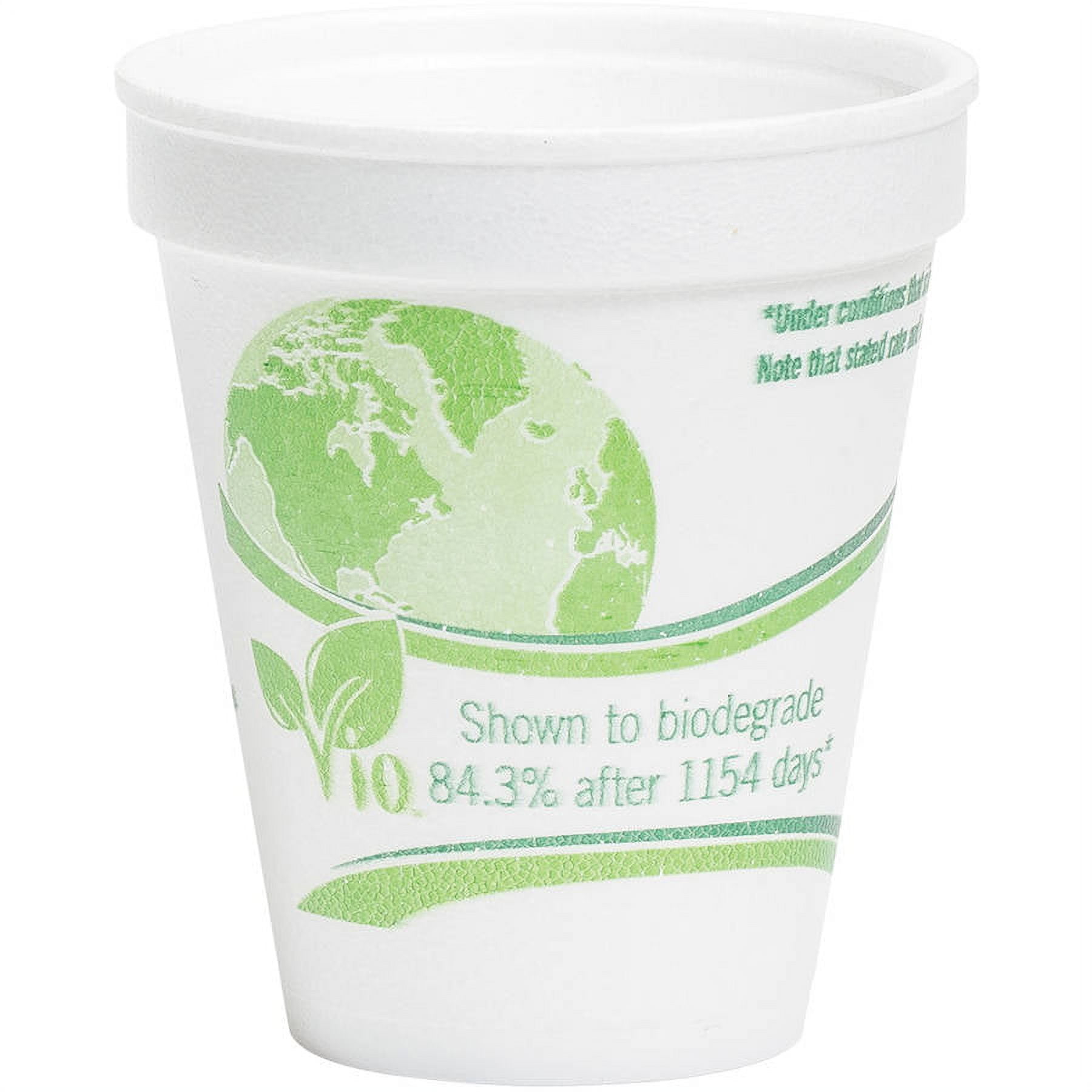 WinCup Vio Biodegradable 8 oz. White & Green Foam Cups, 1000 count