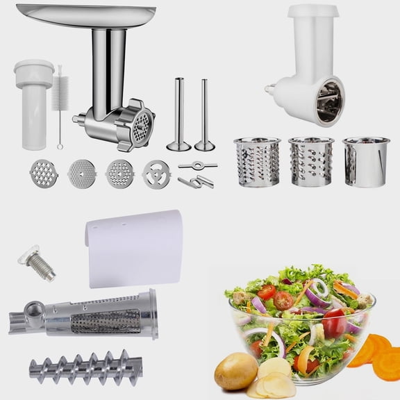 WinHolder 3 Sets Upgrade Meat Grinder & Prep Slicer & Jams Juicer Attachment For KitchenAid Stand Mixer