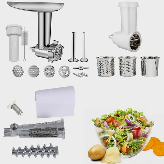 WinHolder 3 Sets Upgrade Meat Grinder & Prep Slicer & Jams Juicer Attachment For KitchenAid Stand Mixer