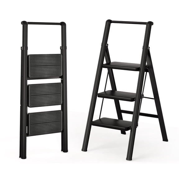 Winholder 3Step Folding Ladders Stool Wide Anti-Slip Pedal Lightweight