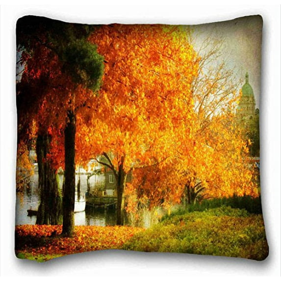 WinHome A Dreamy Fall Indoor Outdoor Square Throw Pillow Case Cases Cover Cushion Covers Sofa Size 18x18 Inches Two Side